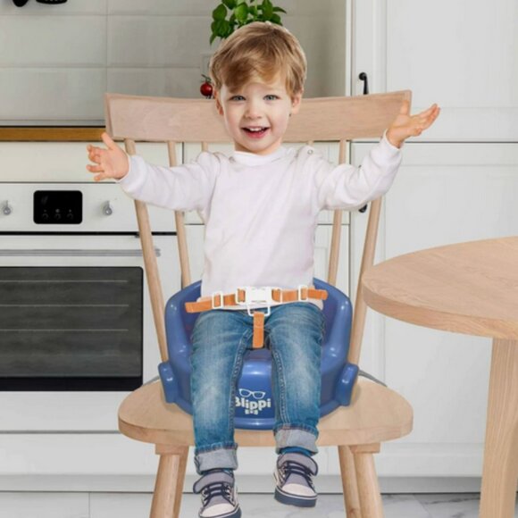 Blippi 15-Inch Blue Kids Plastic Chair Floor Booster seat w/Safety Harness - Picture 2 of 2